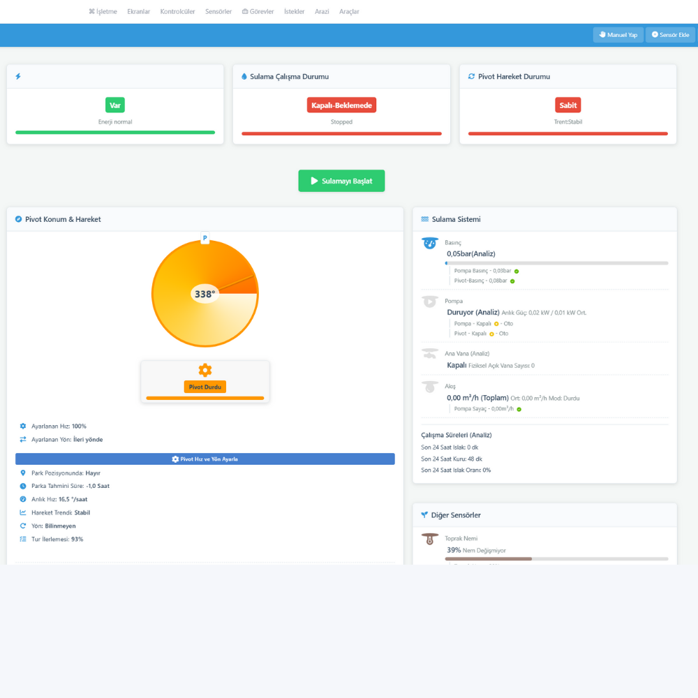 Pivot Konum ve Kontrol Ekranı