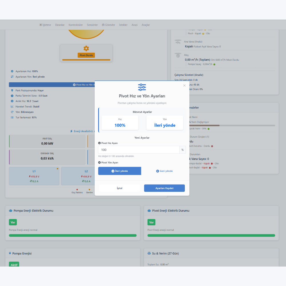 Sulama Ayarları ve Planlama Ekranı